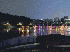 순천 조례호수공원 음악분수와 실개천 수로 본격 가동